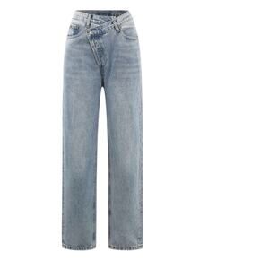 NWT Micas Light Wash 90’s Inspired High rise Asymmetric Fly Straight Jeans XXL